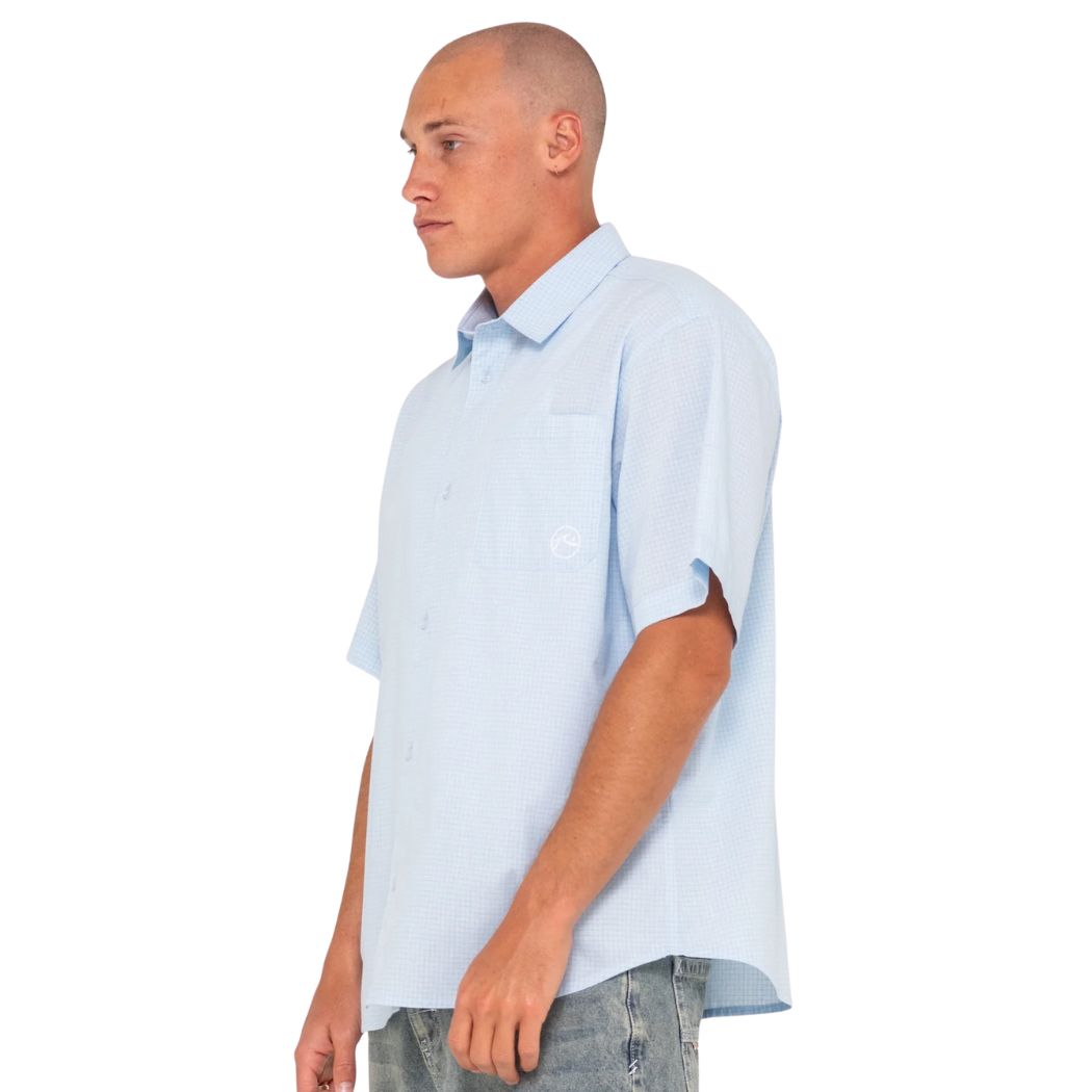 Rusty Hoodus Check Short Sleeve Shirt Smoke Blue