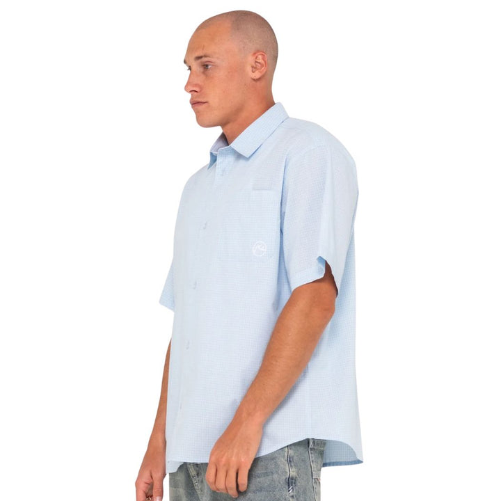 Rusty Hoodus Check Short Sleeve Shirt Smoke Blue