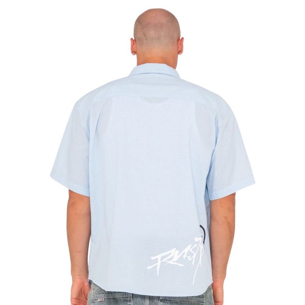 Rusty Hoodus Check Short Sleeve Shirt Smoke Blue