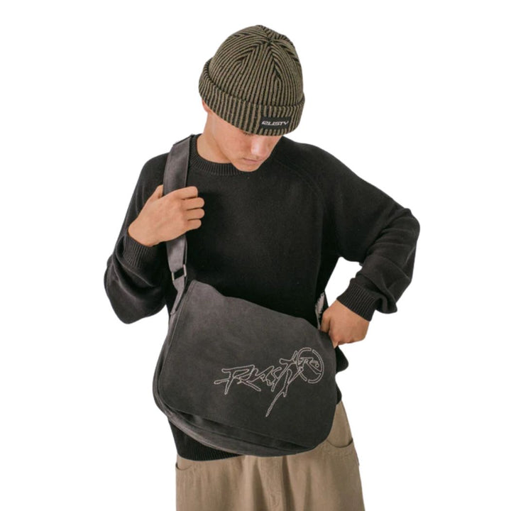 Rusty Hoodus Messenger Bag Washed Black