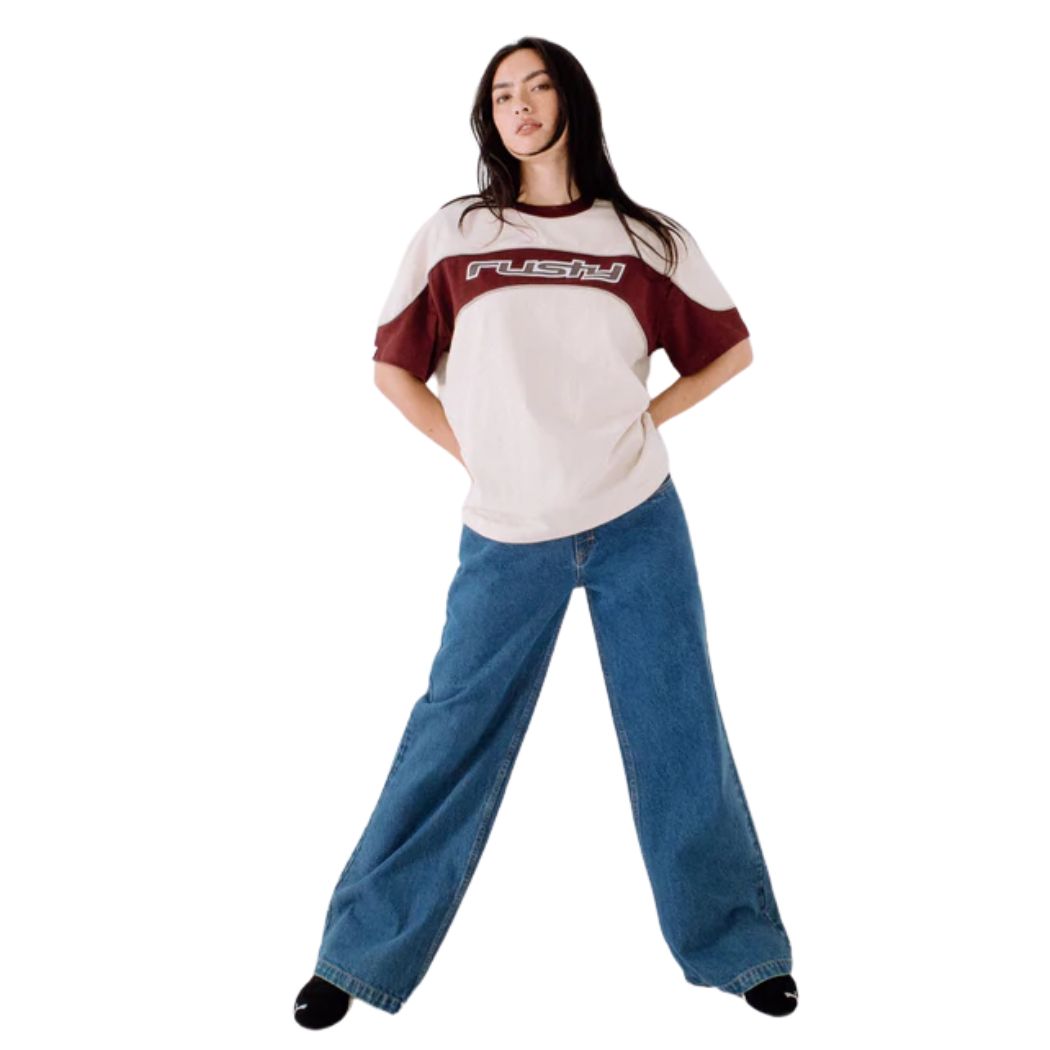 Rusty Kinetic Oversize Tee Cream Burgundy