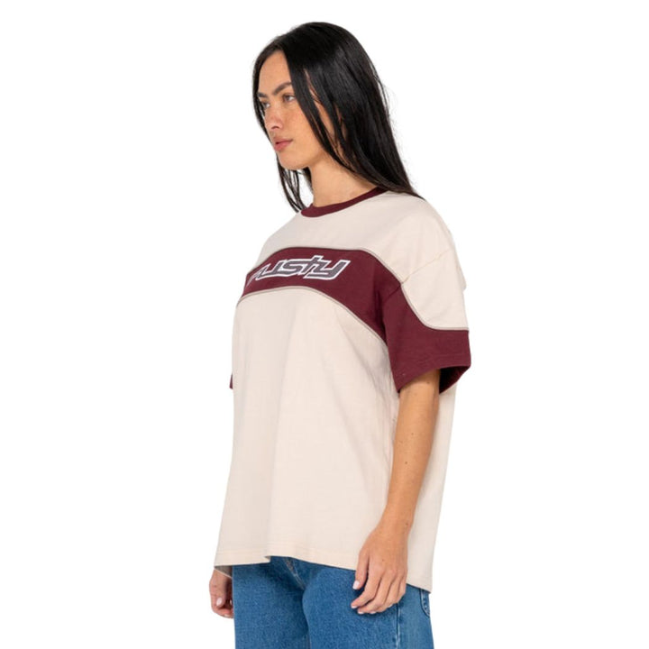 Rusty Kinetic Oversize Tee Cream Burgundy