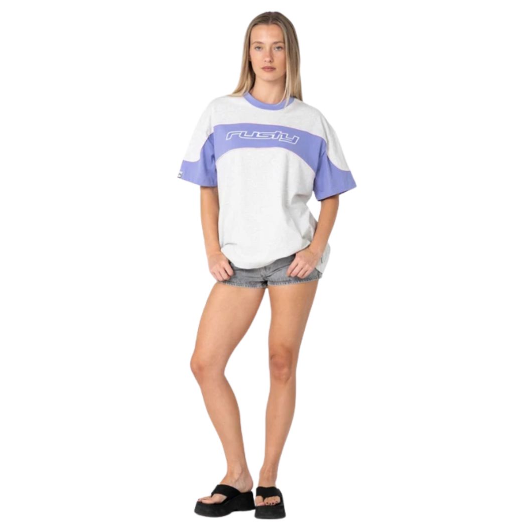 Rusty Kinetic Oversize Tee Grey Marle Mulberry Purple