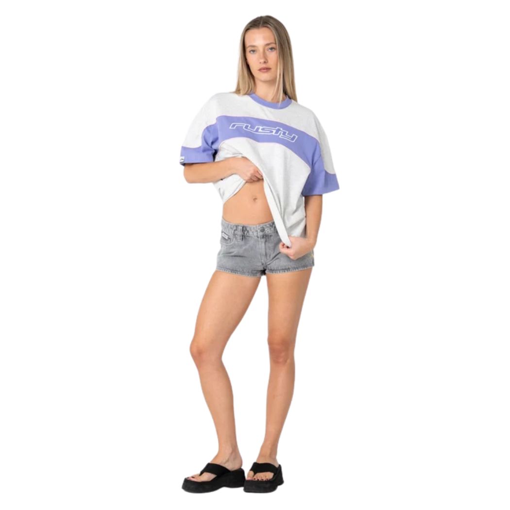 Rusty Kinetic Oversize Tee Grey Marle Mulberry Purple