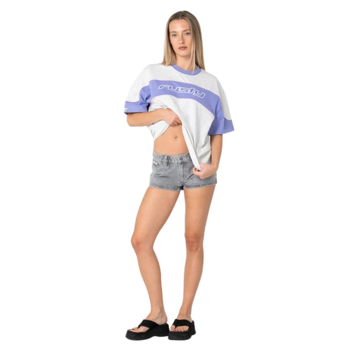 Rusty Kinetic Oversize Tee Grey Marle Mulberry Purple