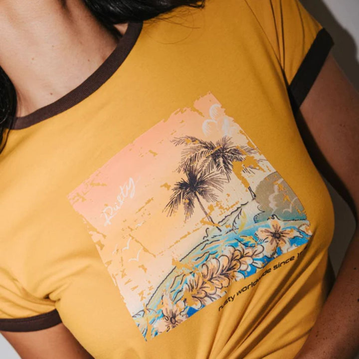 Rusty La Cabana Contrast Ringer Mini Tee Lemon Yellow