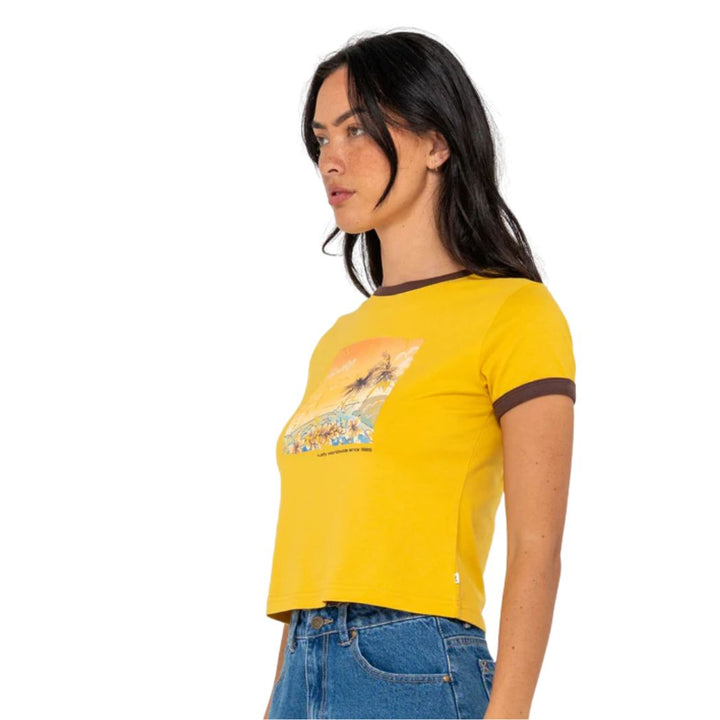 Rusty La Cabana Contrast Ringer Mini Tee Lemon Yellow