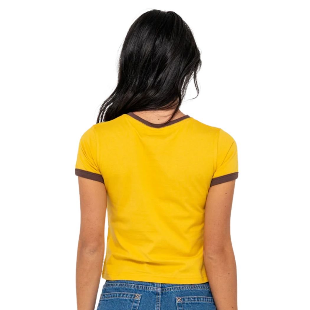 Rusty La Cabana Contrast Ringer Mini Tee Lemon Yellow