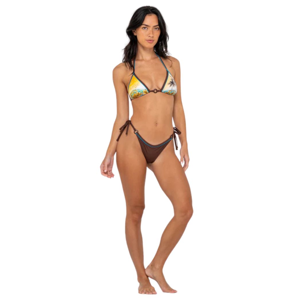 Rusty La Cabana Contrast Tri Bikini Top Java