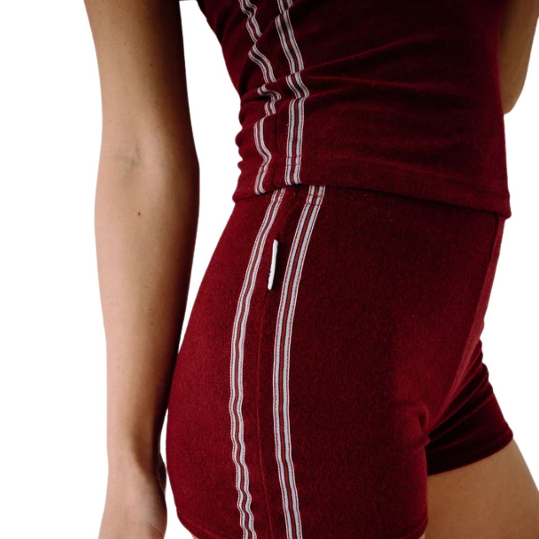 Rusty Lamar Towelling Booty Short Burgundy