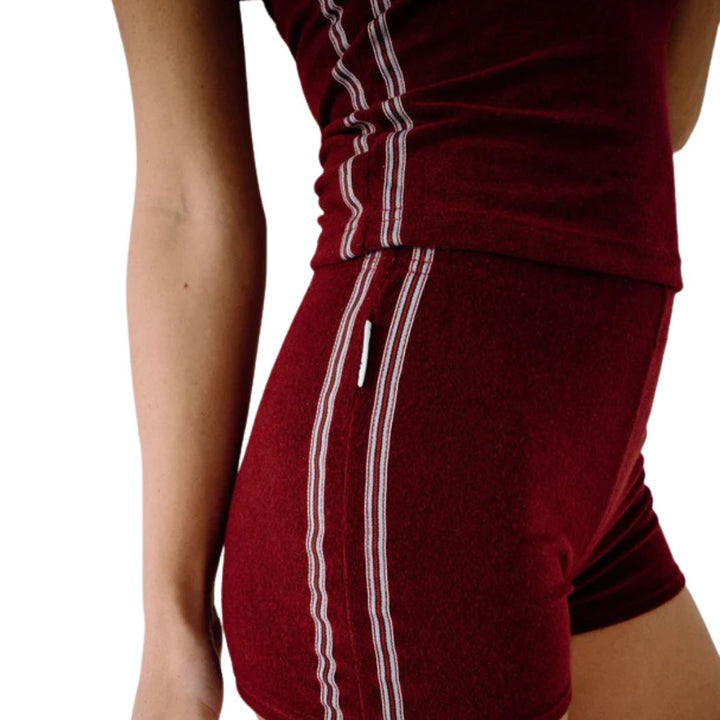 Rusty Lamar Towelling Booty Short Burgundy