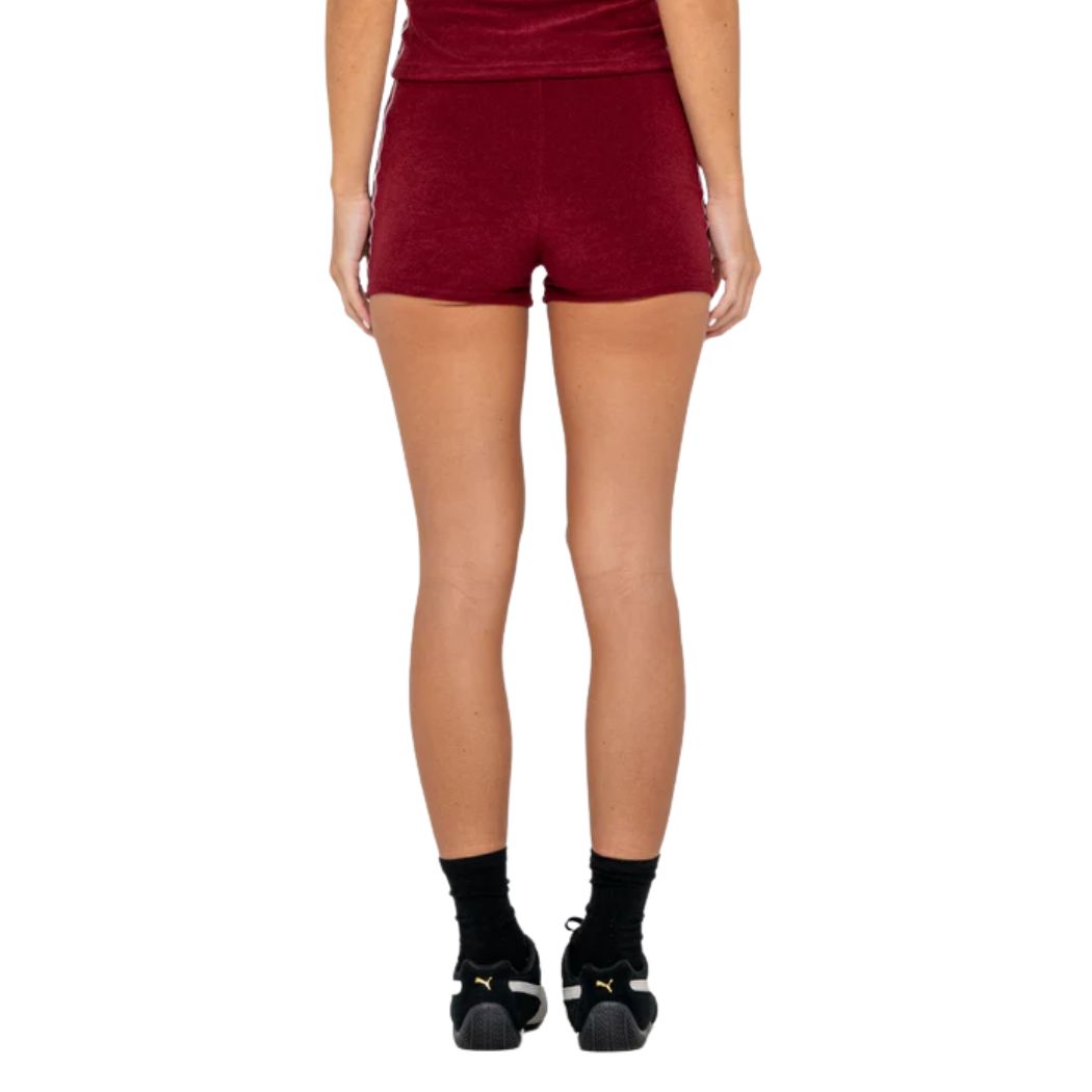 Rusty Lamar Towelling Booty Short Burgundy