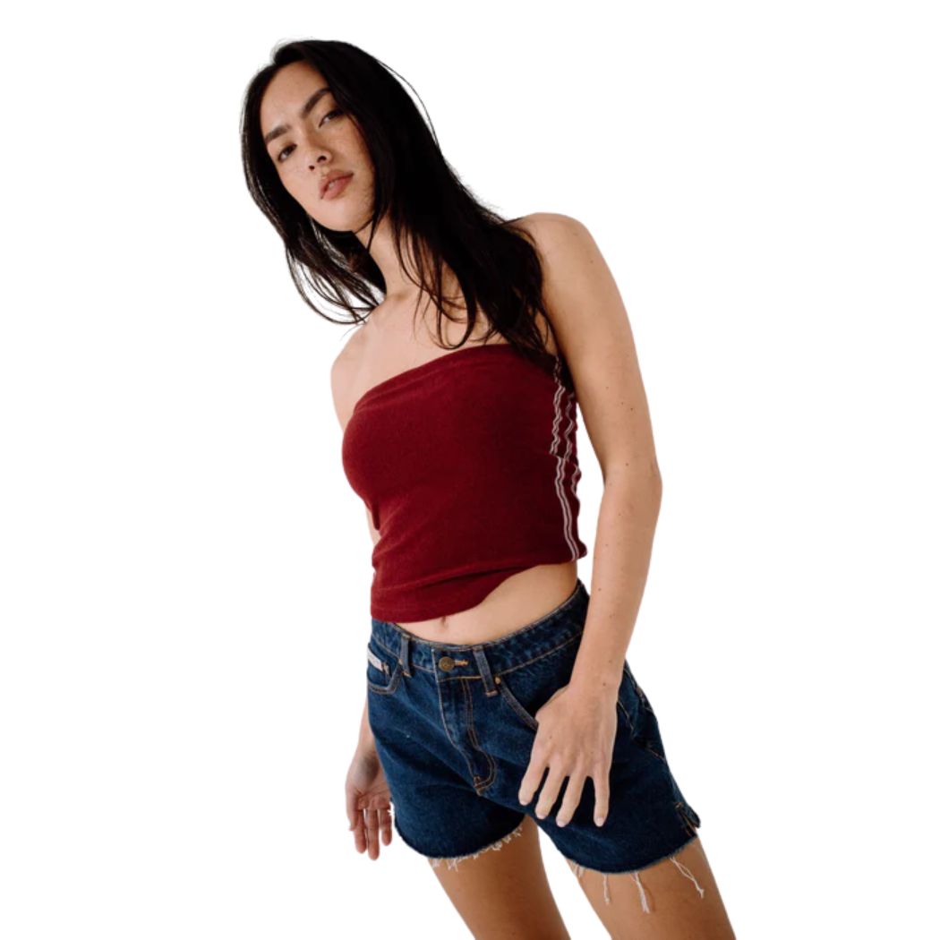 Rusty Lamar Towelling Skimmer Tube Top Burgundy