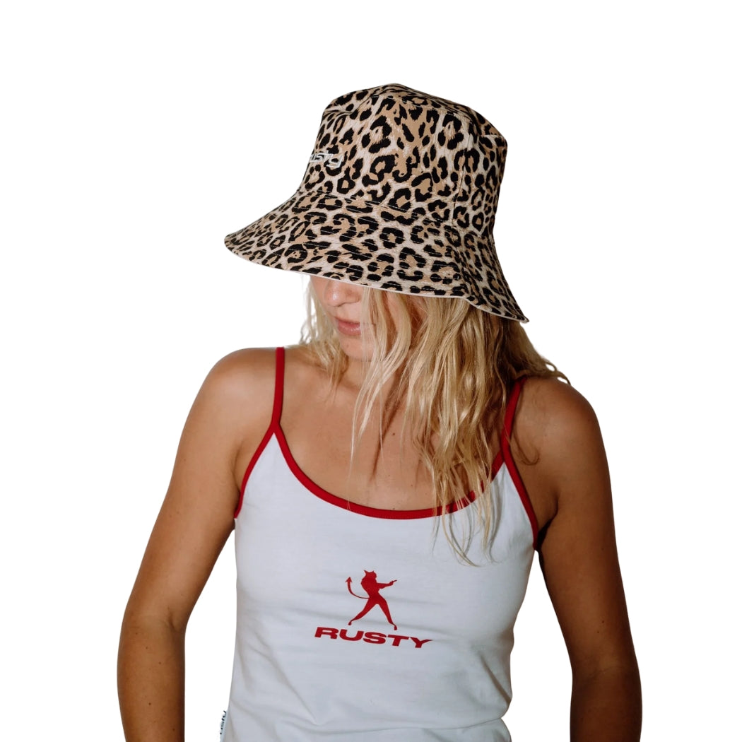 Rusty Lennie Leopard Reversible Bucket Hat Java