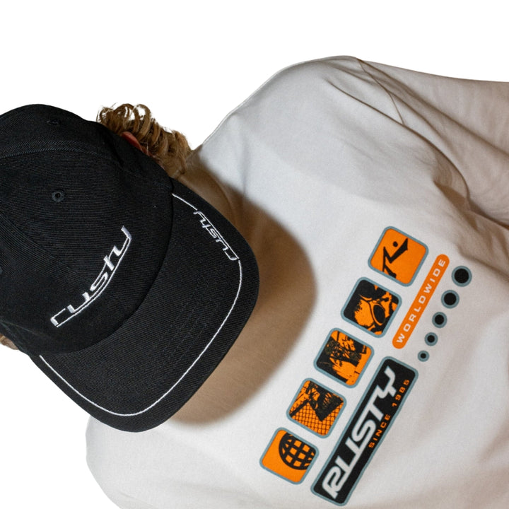 Rusty Loose Unit Six Panel Snapback Cap Black