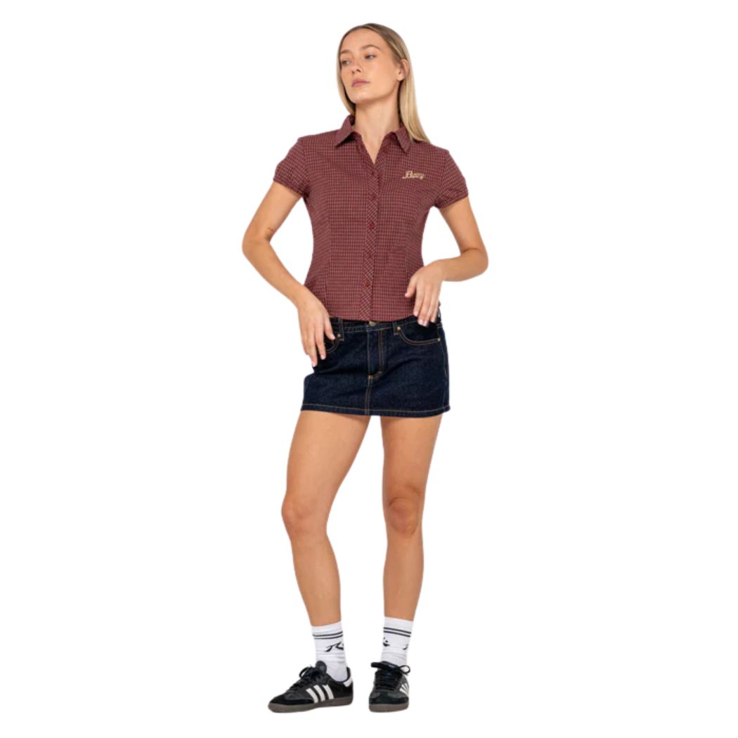 Rusty Missy May Check Shirt Burgundy