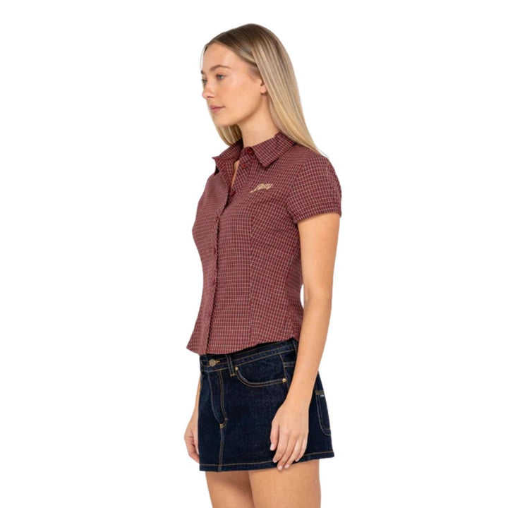Rusty Missy May Check Shirt Burgundy