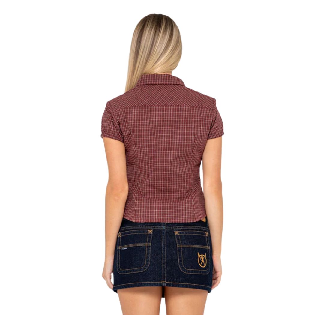 Rusty Missy May Check Shirt Burgundy