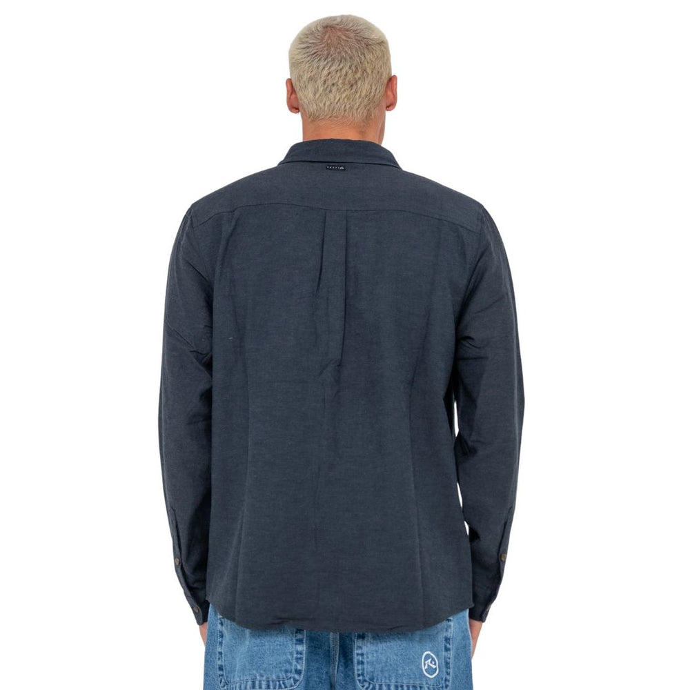 Rusty Overtone Long Sleeve Linen Shirt Navy Blue