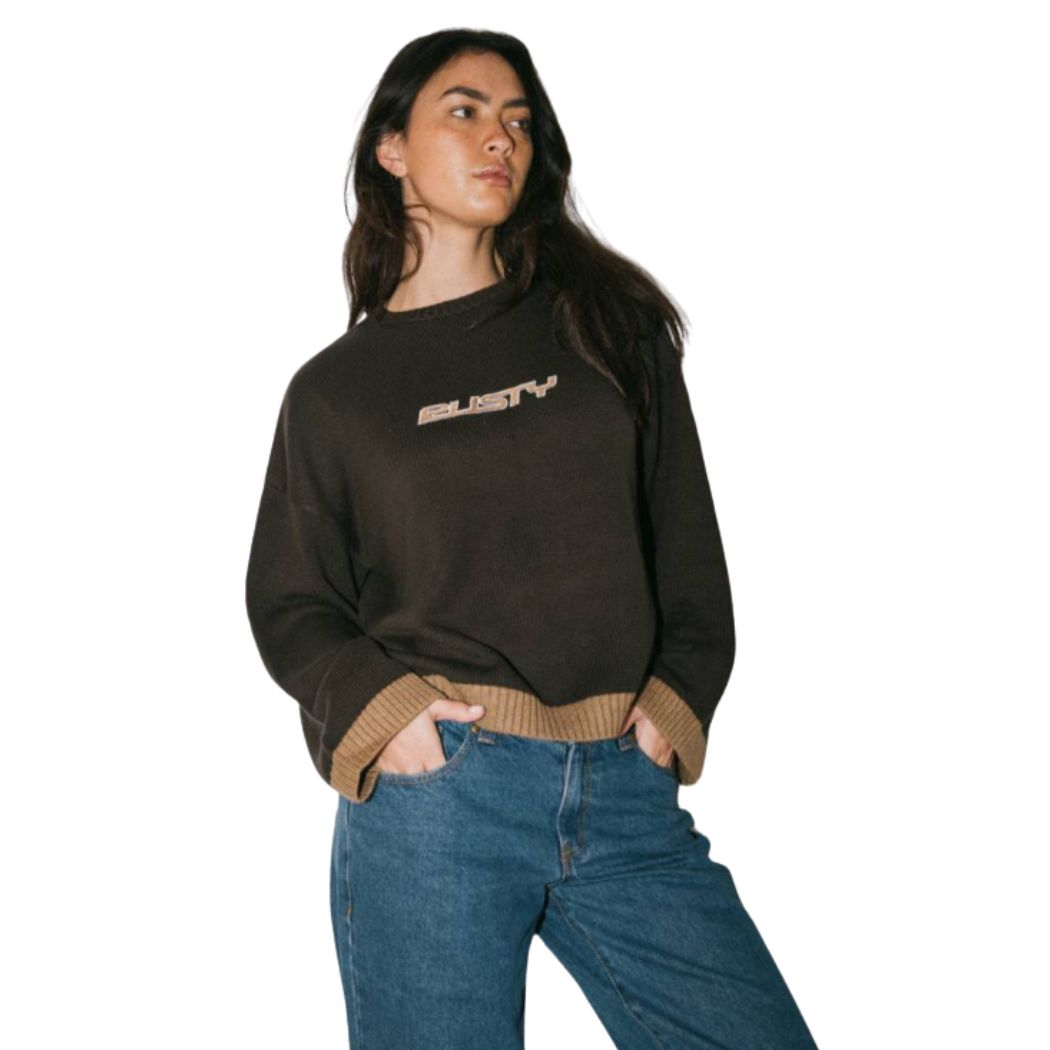 Rusty Rider Relaxed Crew Neck Knit Java