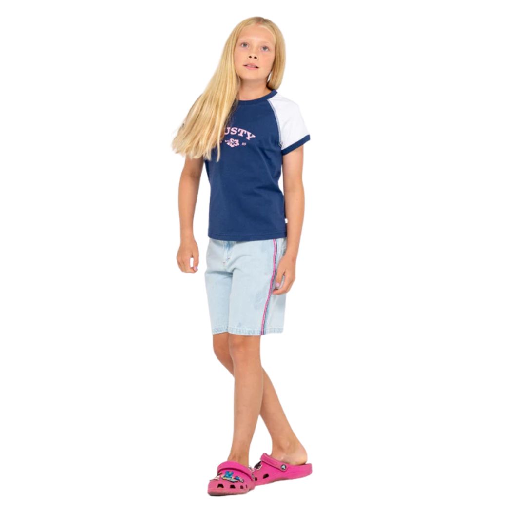 Rusty Riley Raglan Baby Tee Girls Navy