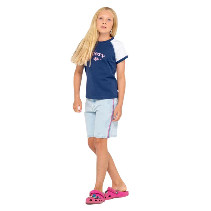 Rusty Riley Raglan Baby Tee Girls Navy