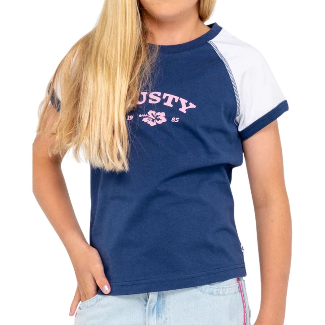 Rusty Riley Raglan Baby Tee Girls Navy