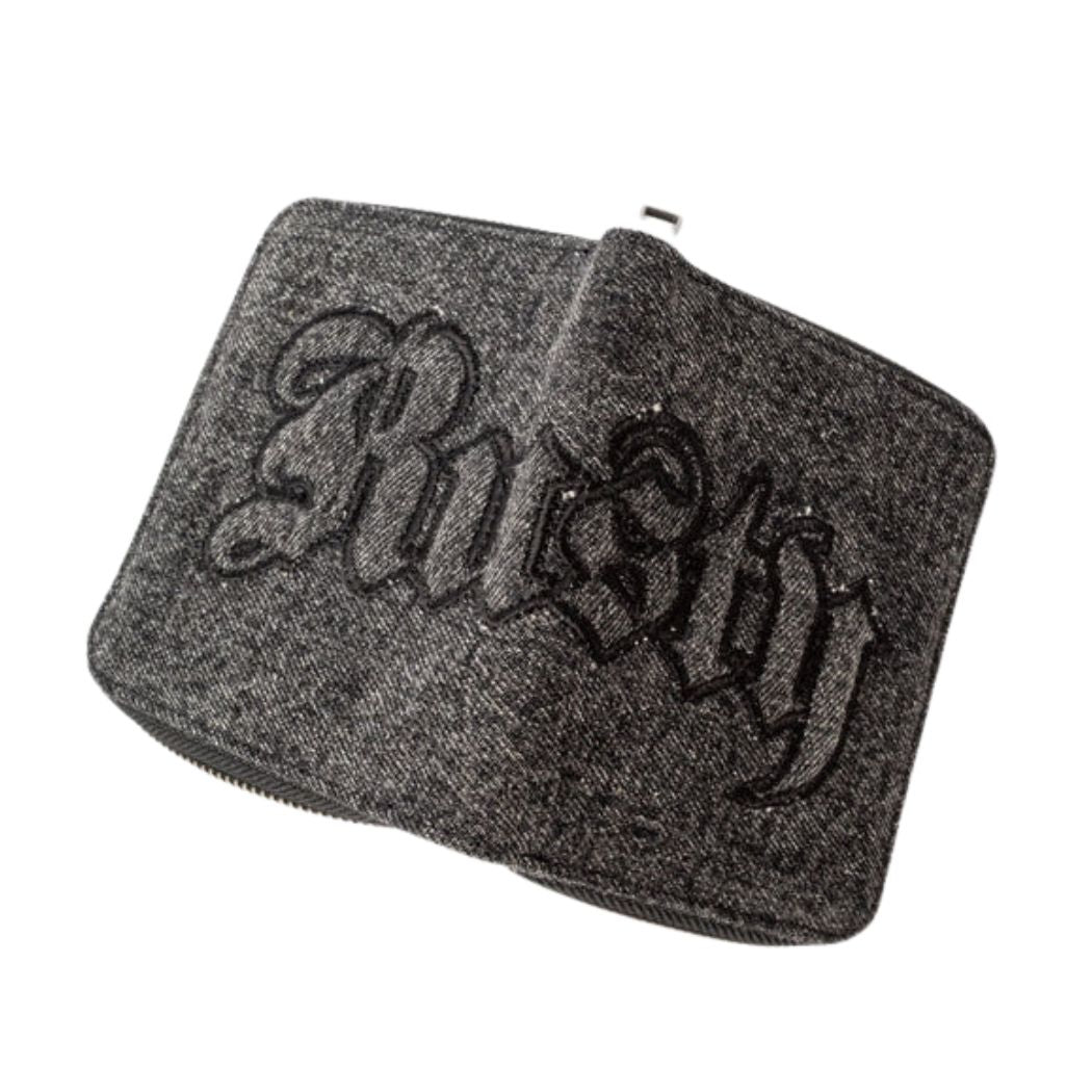 Rusty Roxanne Denim Compact Wallet Washed Black