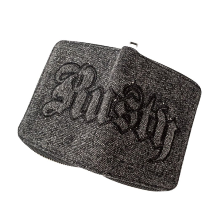 Rusty Roxanne Denim Compact Wallet Washed Black