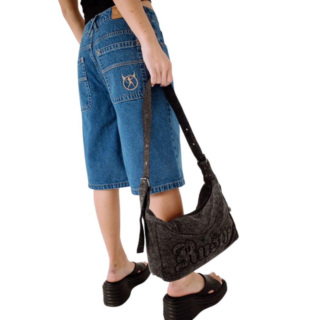 Rusty Roxanne Denim Shoulder Bag Washed Black