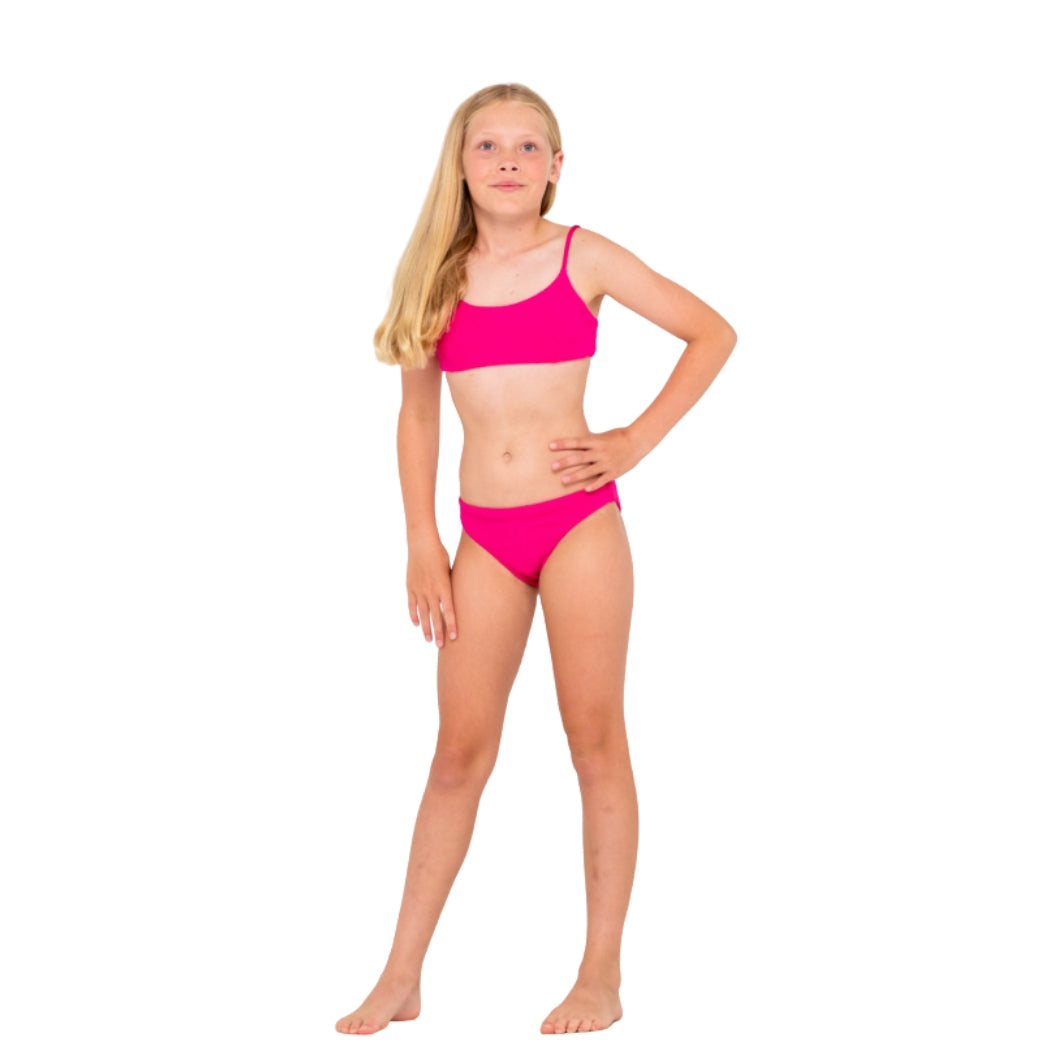 Rusty Sandalwood Bikini Set Girl Fuchsia