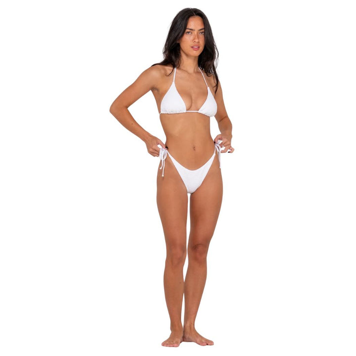 Rusty Sandalwood Midi Side Ties Bikini Bottom Bright White