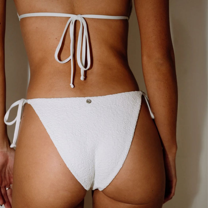 Rusty Sandalwood Midi Side Ties Bikini Bottom Bright White