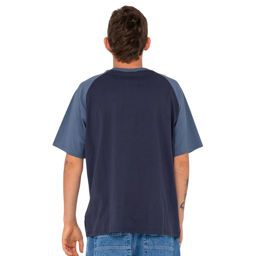 Rusty Swaglan Raglan Short Sleeve Tee Navy Blue