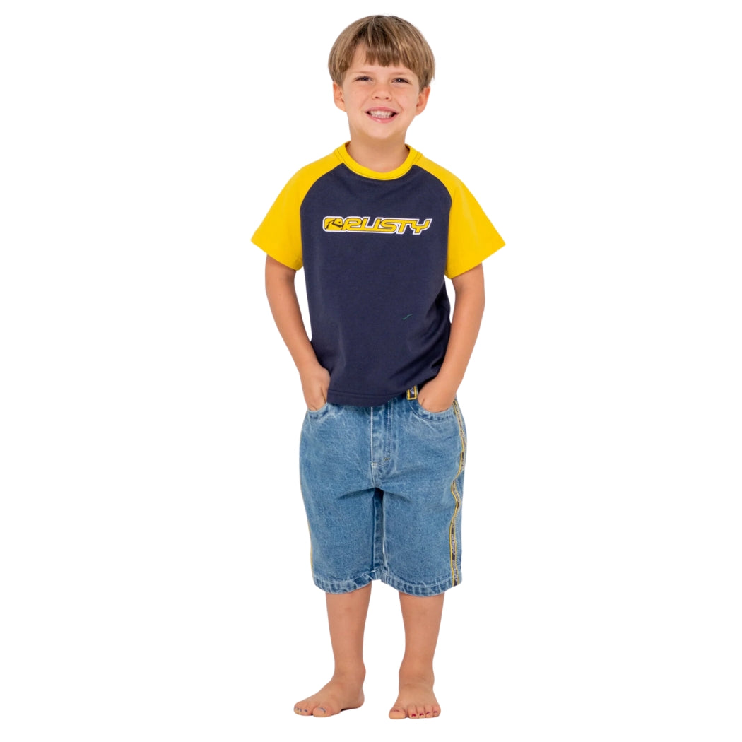 Rusty Swaglan Raglan Tee Runts Navy Blue