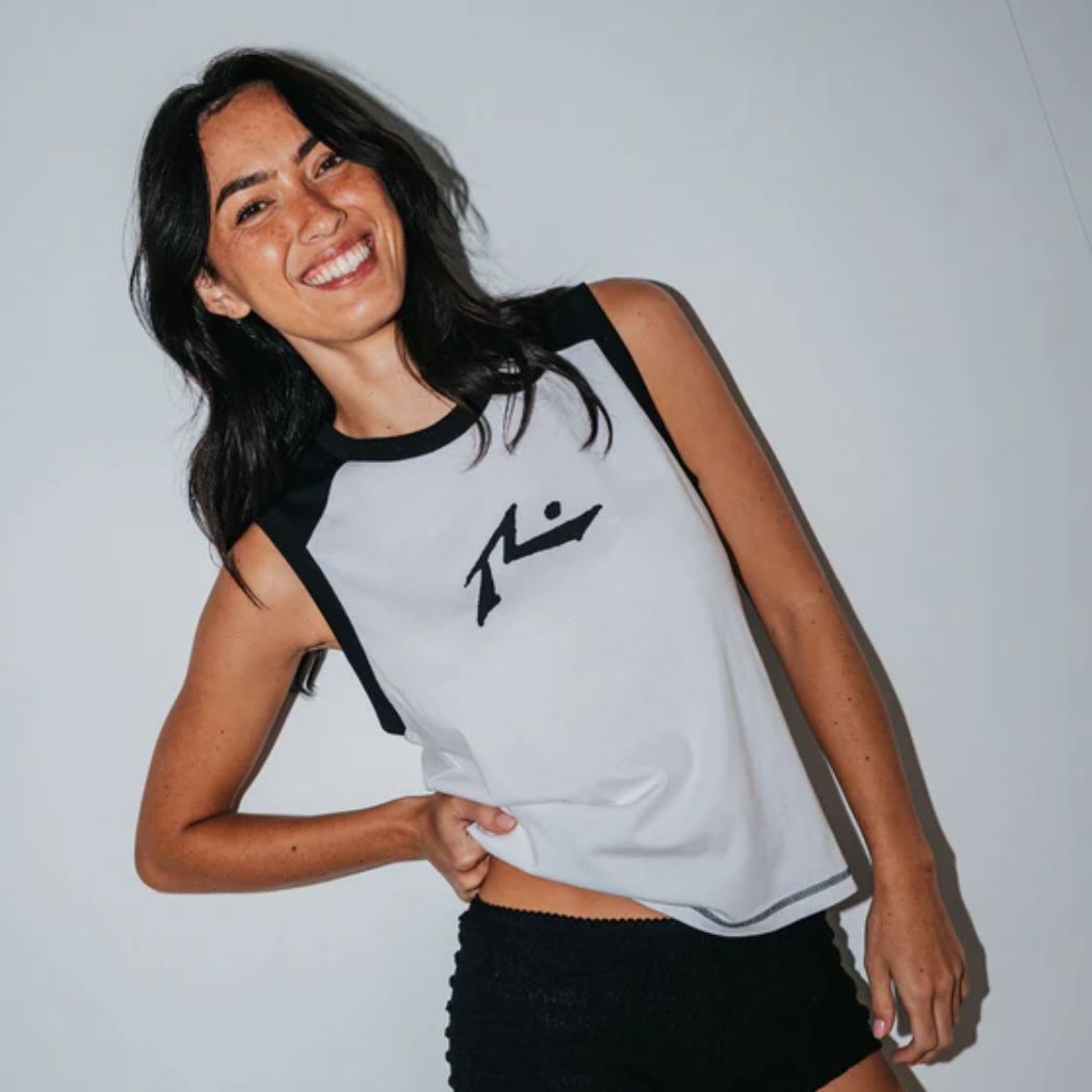 Rusty Tamlin Contrast Raglan Tank White