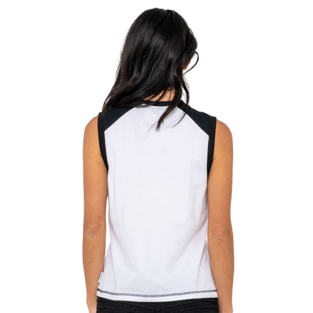 Rusty Tamlin Contrast Raglan Tank White