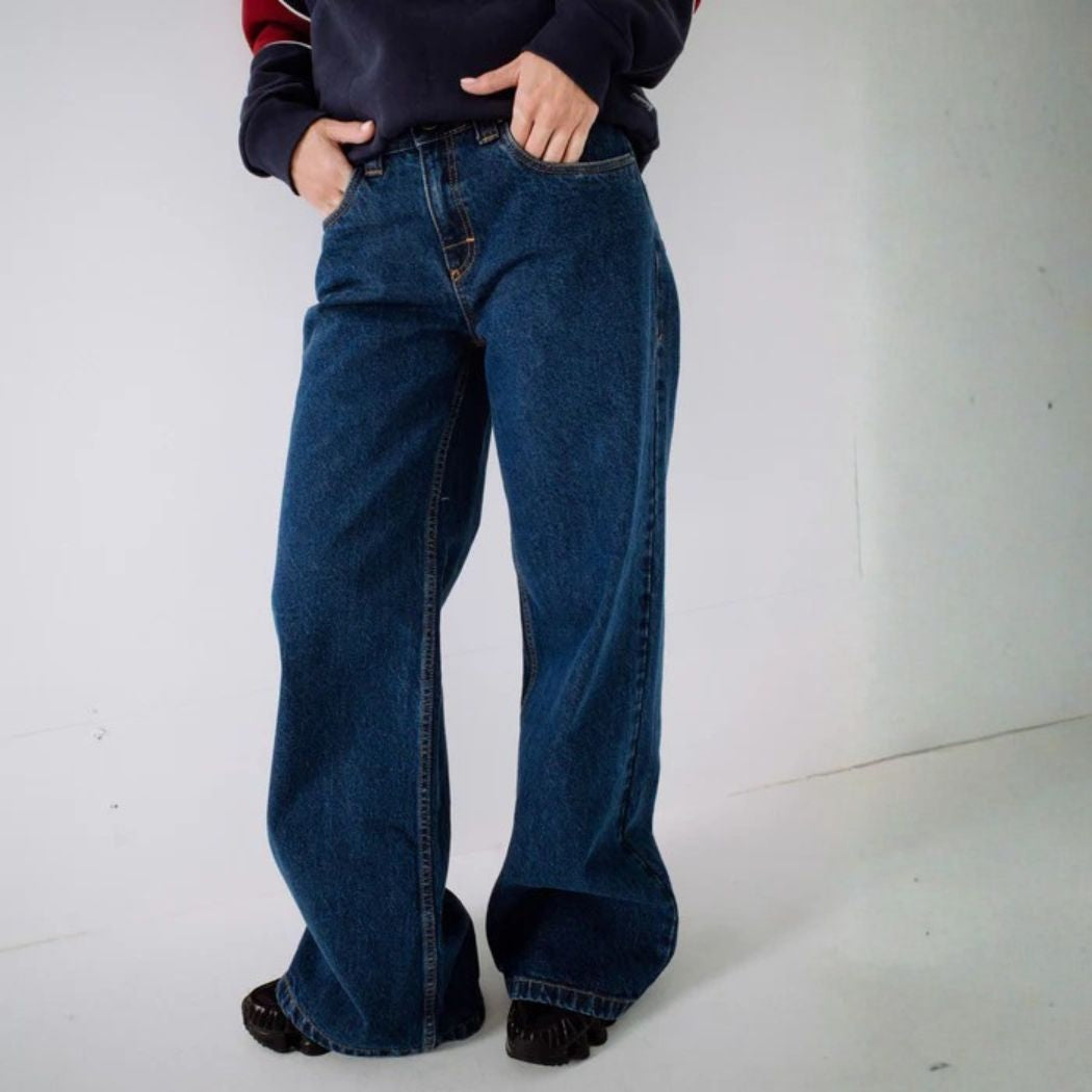 Rusty Wendy Wide Low Rise Denim Jean Deep Sea Blue