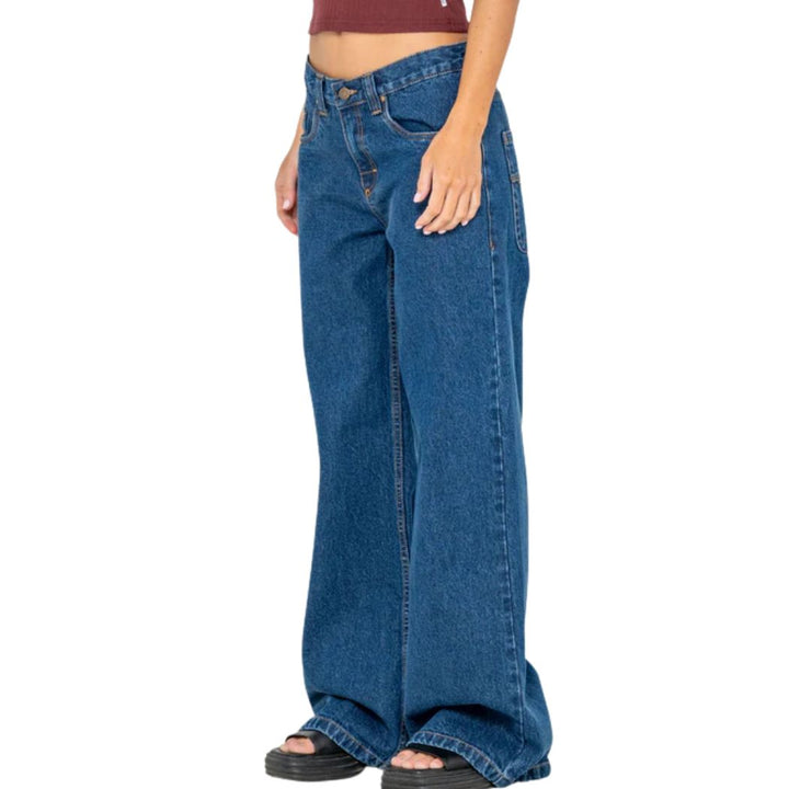 Rusty Wendy Wide Low Rise Denim Jean Deep Sea Blue