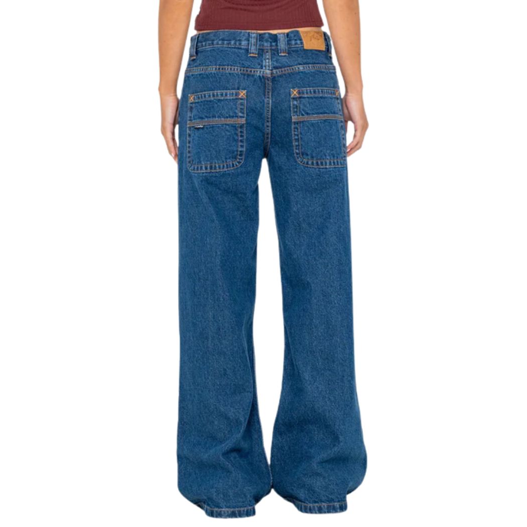 Rusty Wendy Wide Low Rise Denim Jean Deep Sea Blue