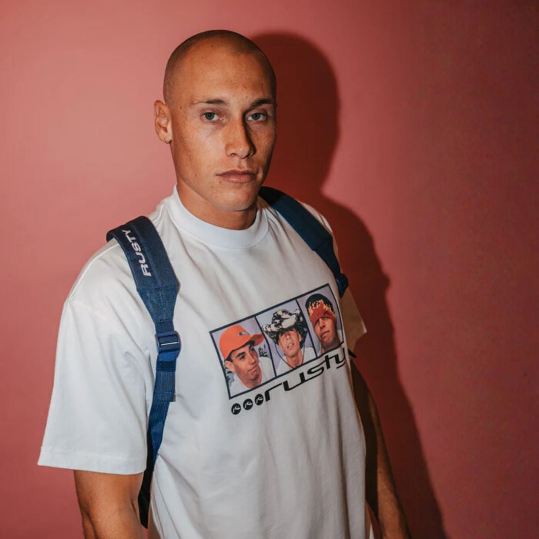 Rusty White Lines Backpack Navy Blue