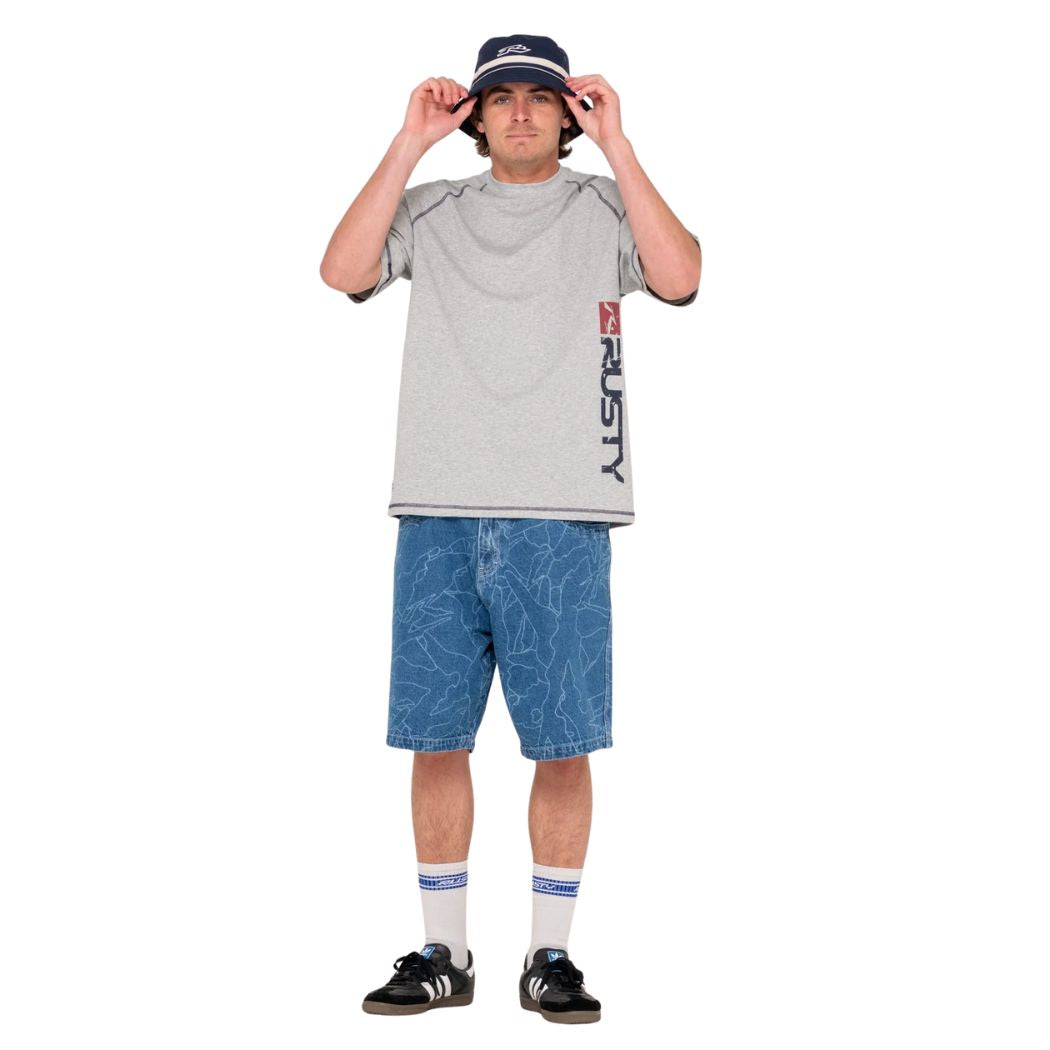 Rusty White Lines Bucket Hat Navy Blue