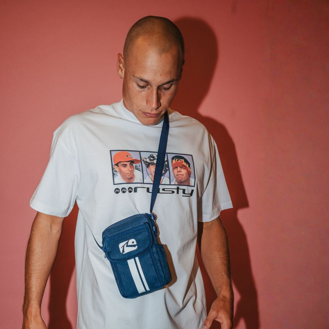 Rusty White Lines Crossbody Bag Navy Blue