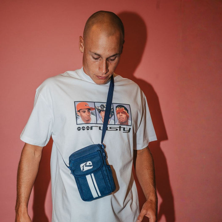 Rusty White Lines Crossbody Bag Navy Blue