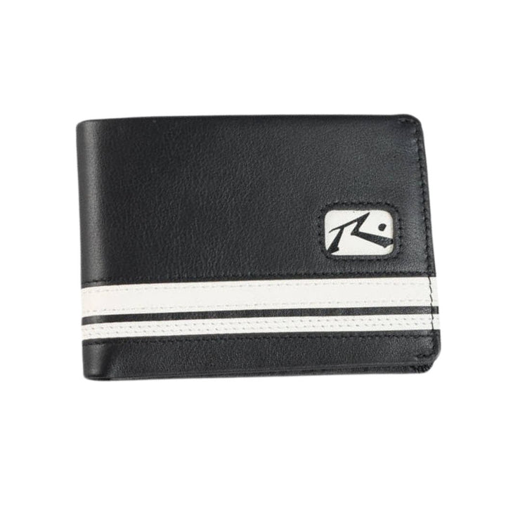 Rusty White Lines Leather Wallet Black