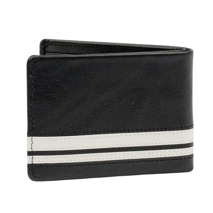 Rusty White Lines Leather Wallet Black