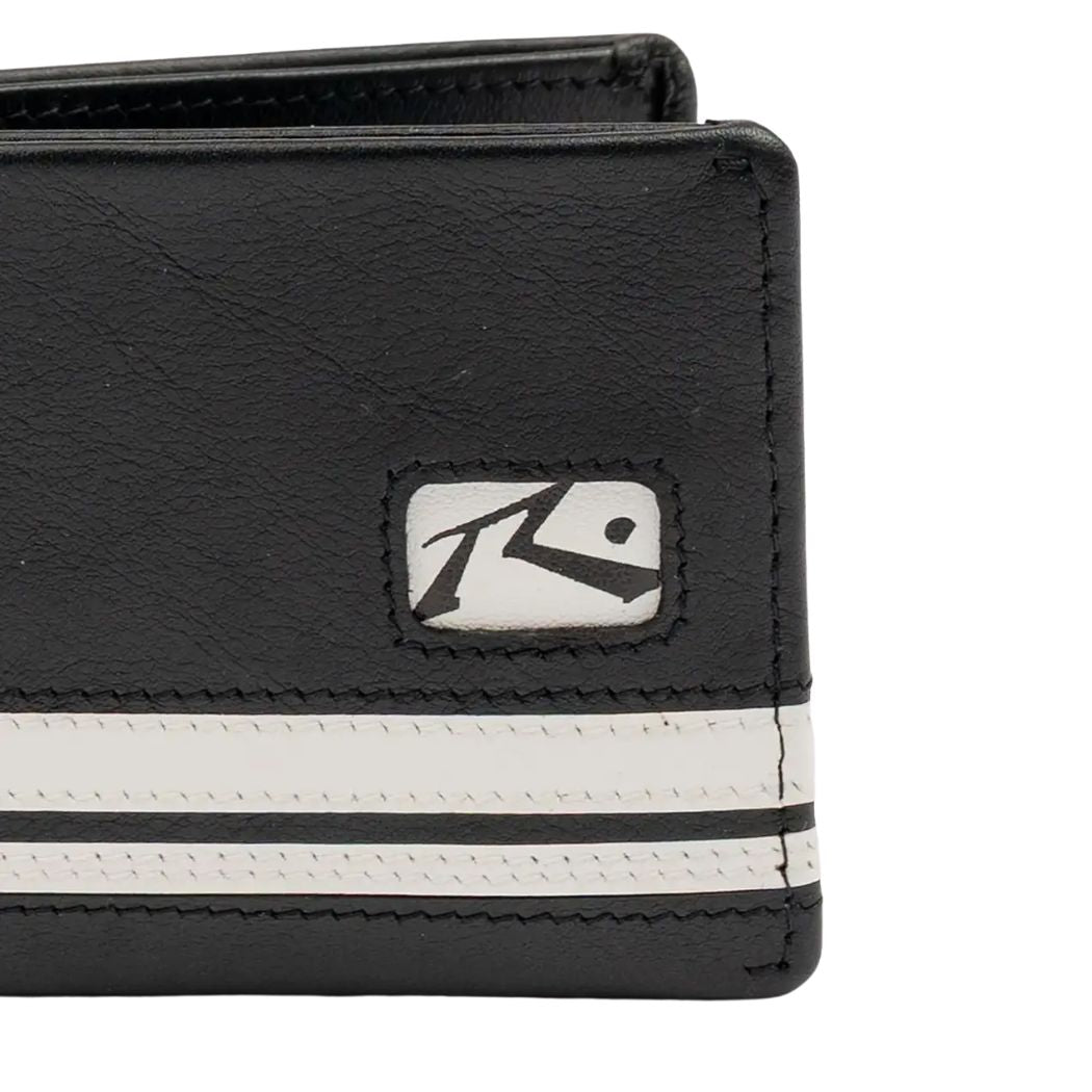 Rusty White Lines Leather Wallet Black