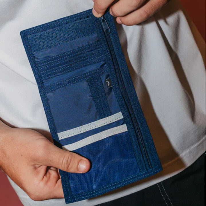 Rusty White Lines Tri Fold Wallet Navy Blue