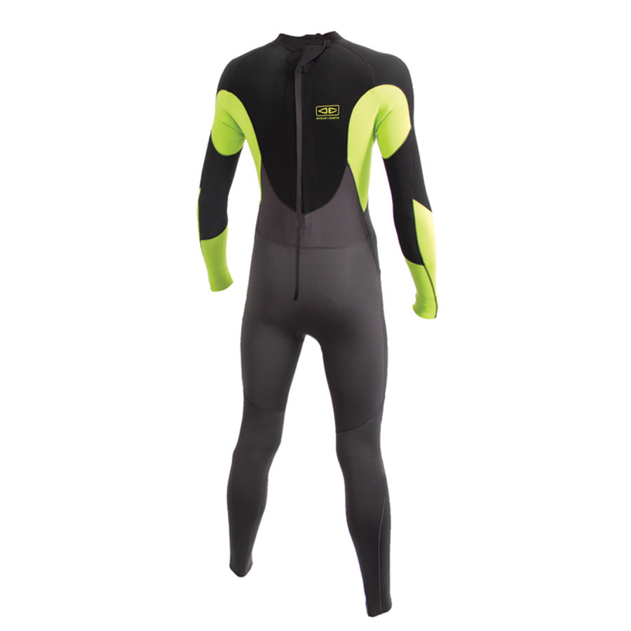 Ocean and Earth Boys Free Flex Back Zip Steamer 3 2mm Black Lime