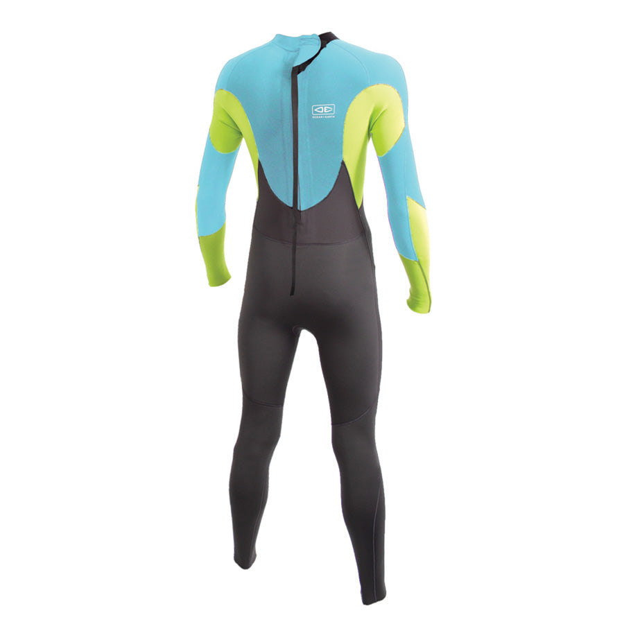 Ocean and Earth Boys Free Flex Back Zip Steamer 3 2mm Blue Lime